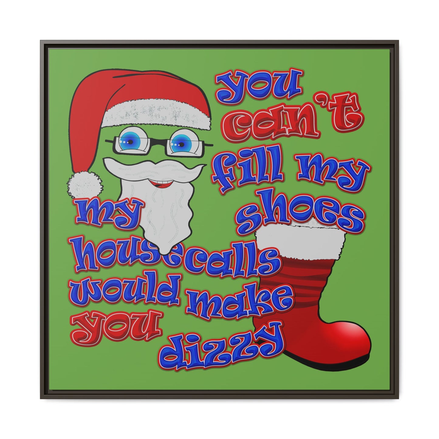 santa's shoes - framed canvas art (green)