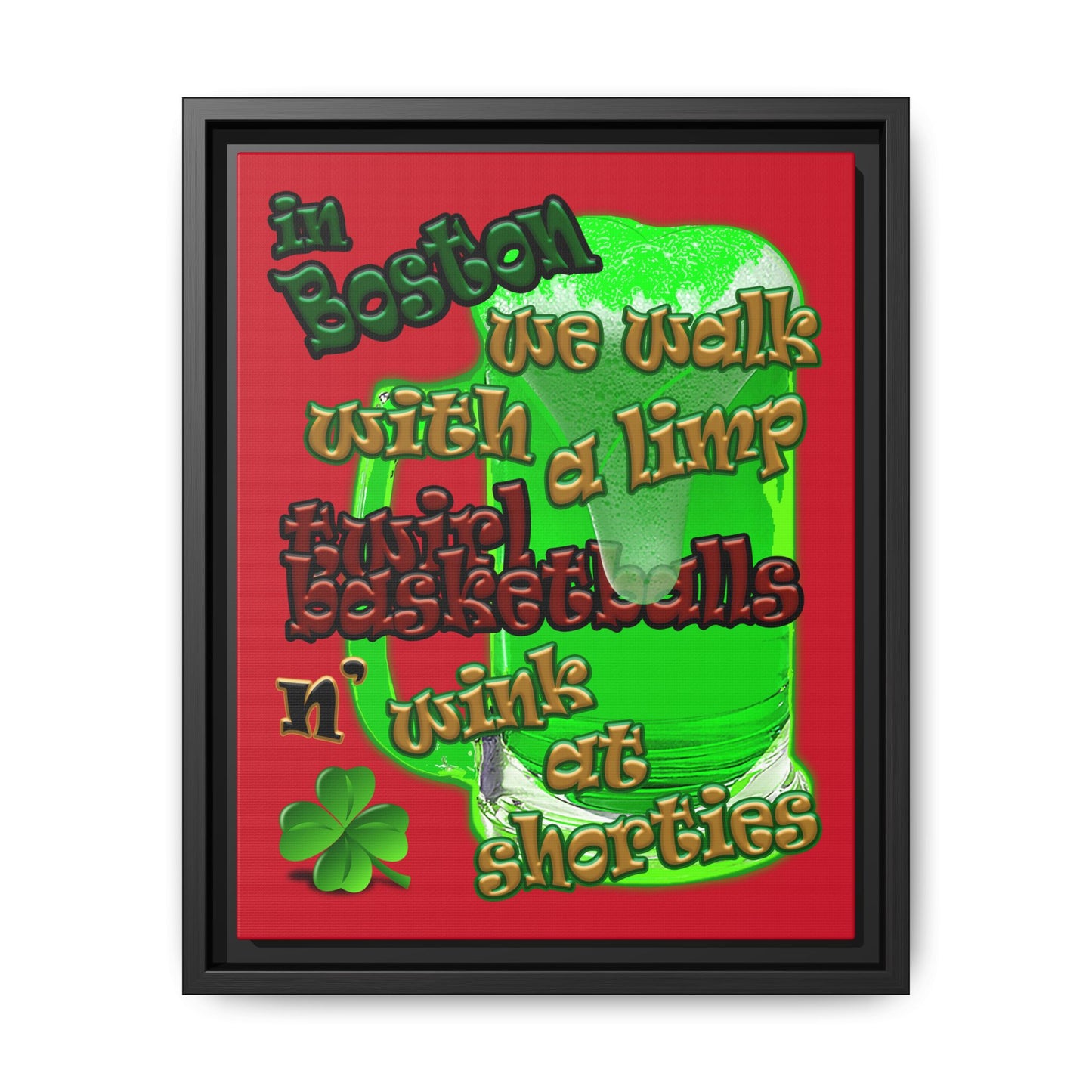 celtics logo - framed canvas art (dark red)
