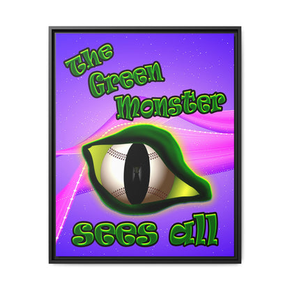 green monster - framed canvas art (purple-pink wave)