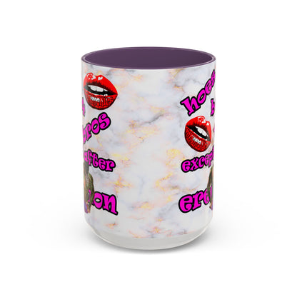 hoes b4 bros - Accent Mug (white marble)