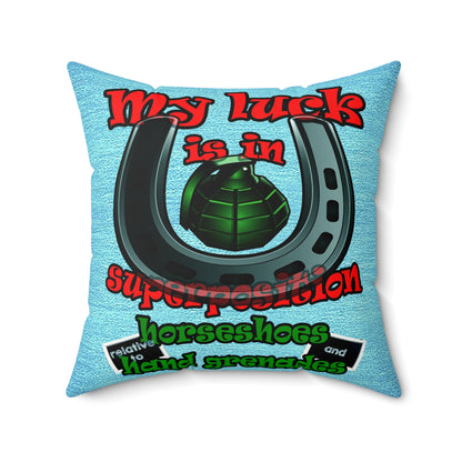 my luck - Faux Suede Square Pillow - (faded blue)