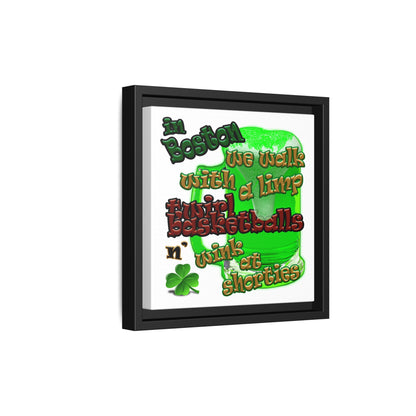 celtics logo - framed canvas art (white)