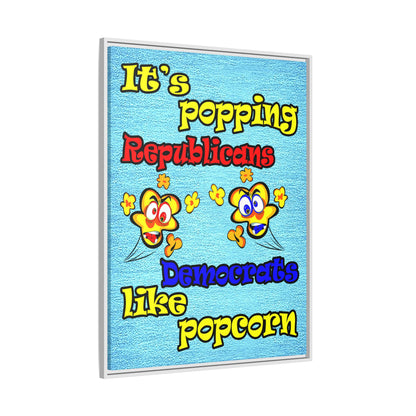 popping like popcorn - framed canvas art (faded dark blue)
