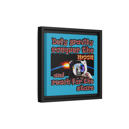 defy conquer reach - framed canvas art (turquoise)