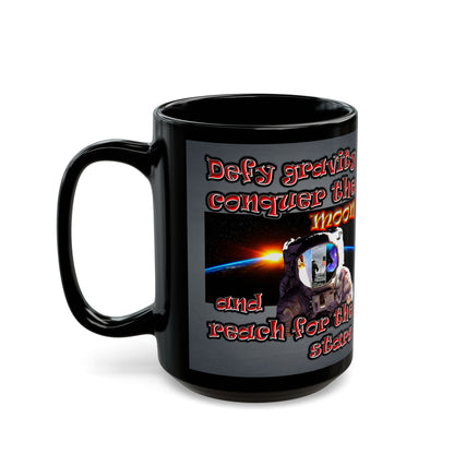defy conquer reach - Black Mug (grey-light grey)