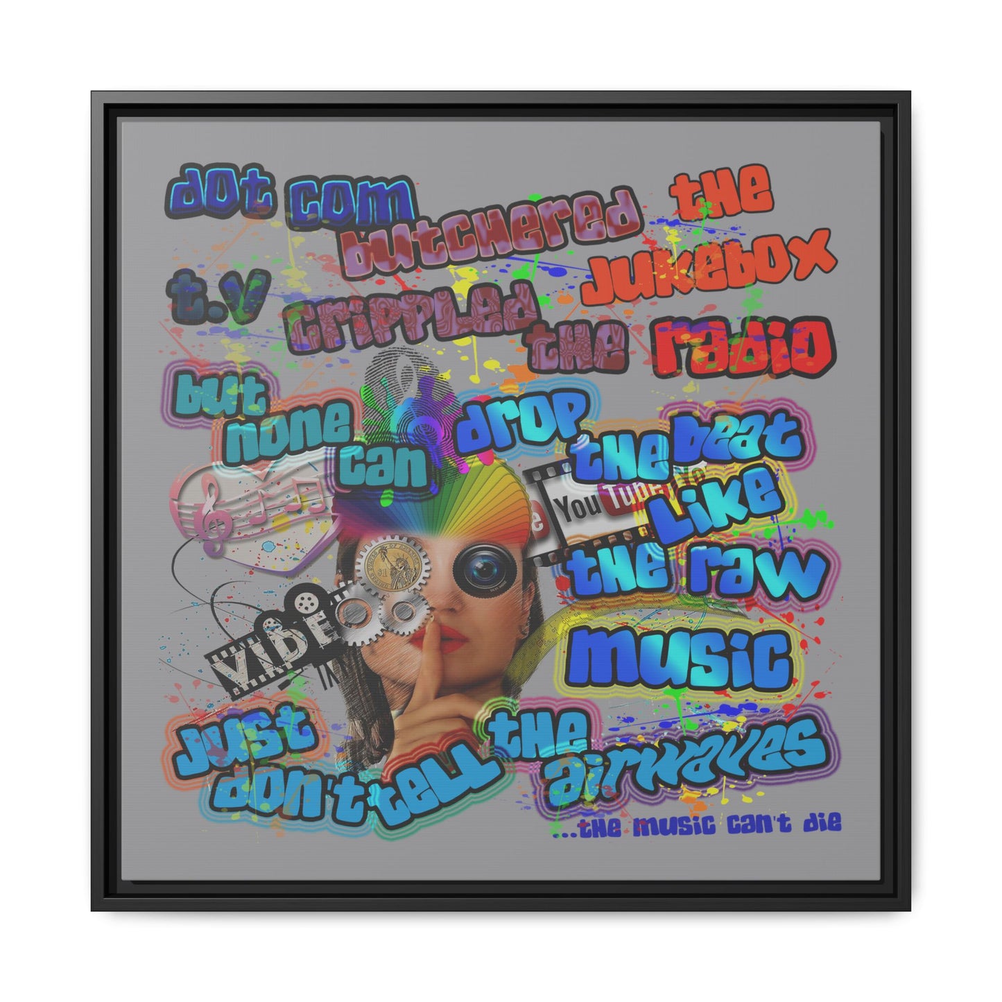 drop the beat - framed canvas art (grey)