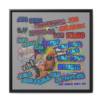 drop the beat - framed canvas art (grey)