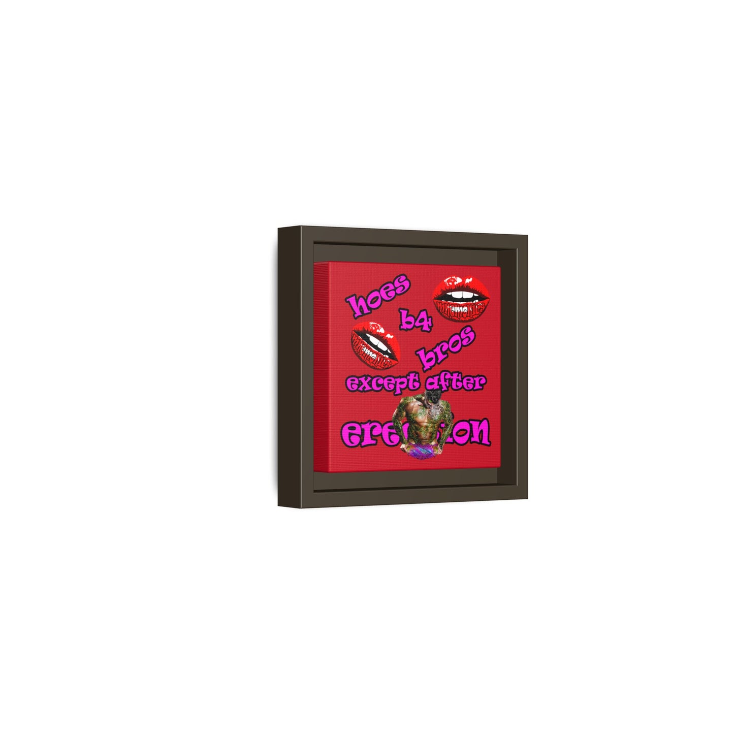 hoes b4 bros - framed canvas art (dark red)