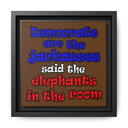 donkeys and elephants - framed canvas art (brown)