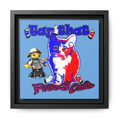 tag that - framed canvas art (light blue)