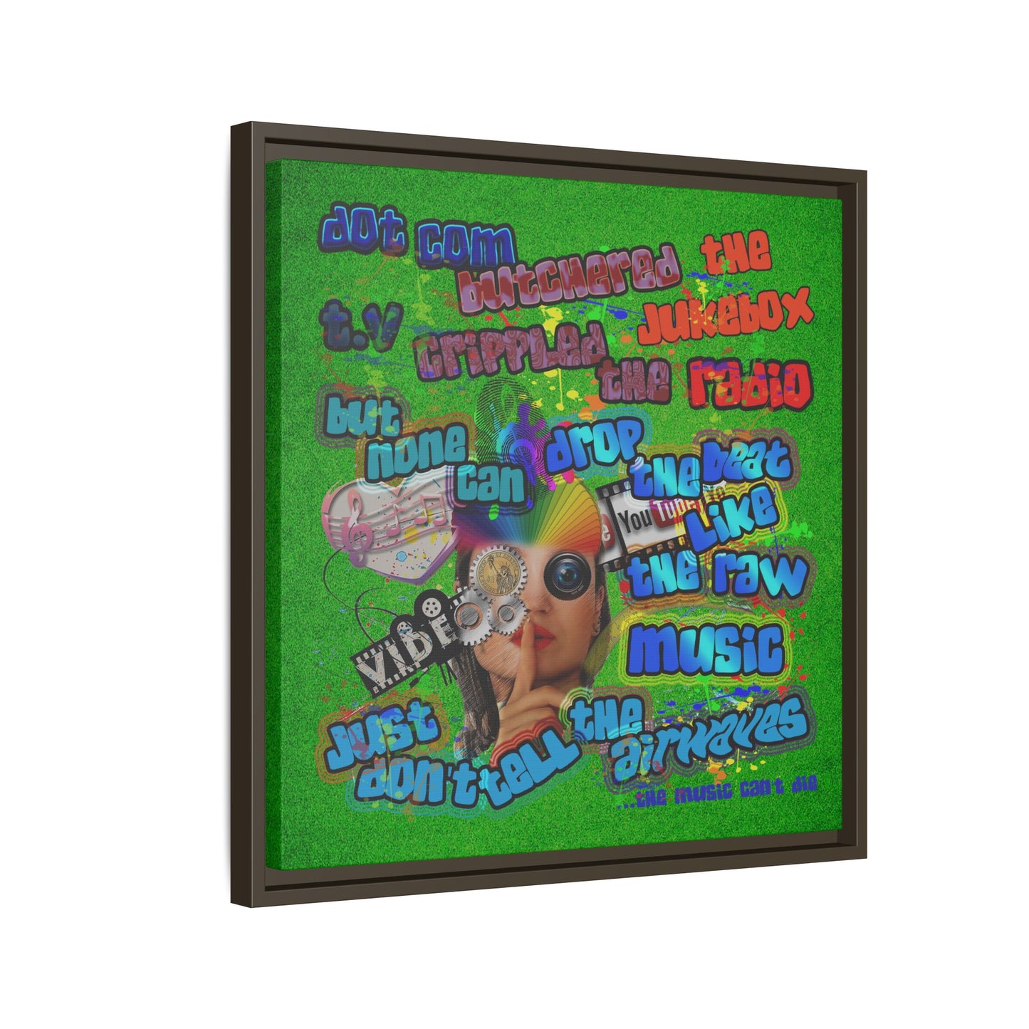 drop the beat - framed canvas art (green turf)
