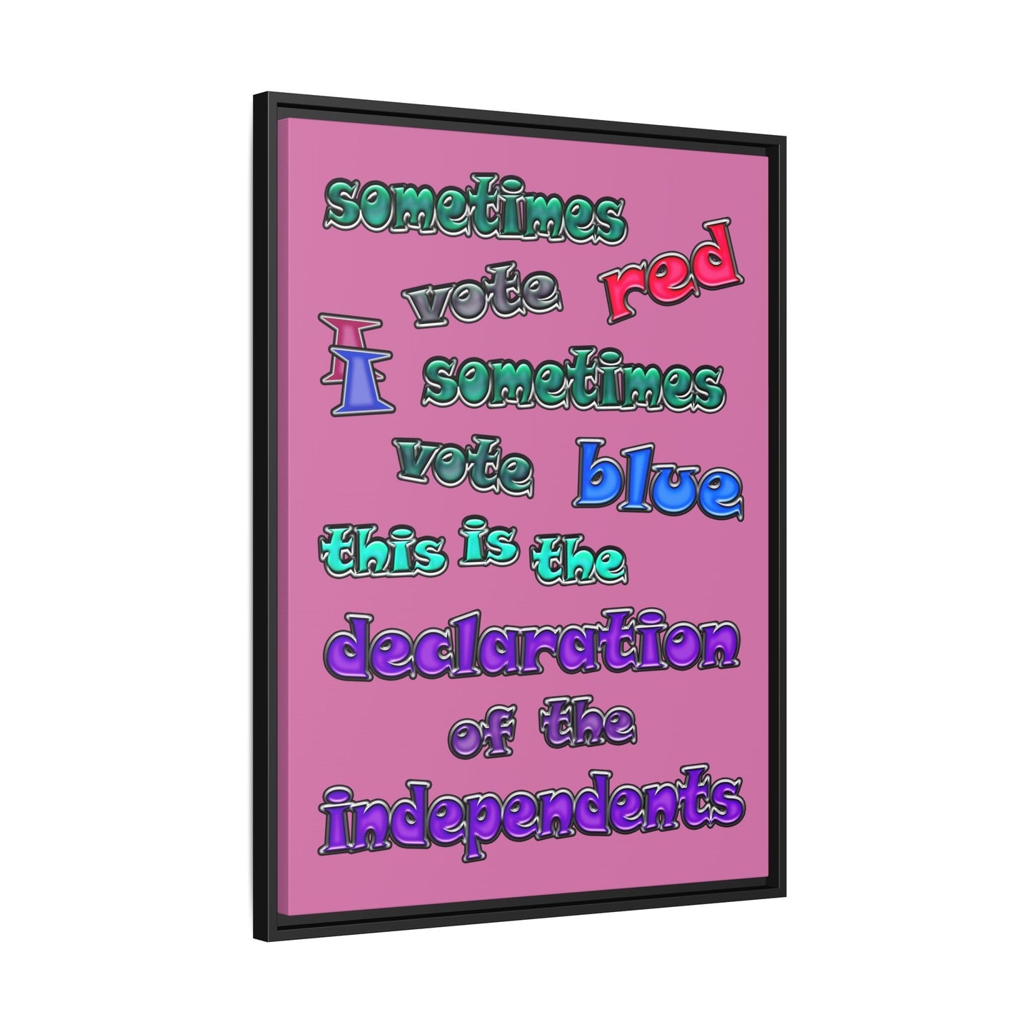 declaration of the independents - framed canvas art (light pink)