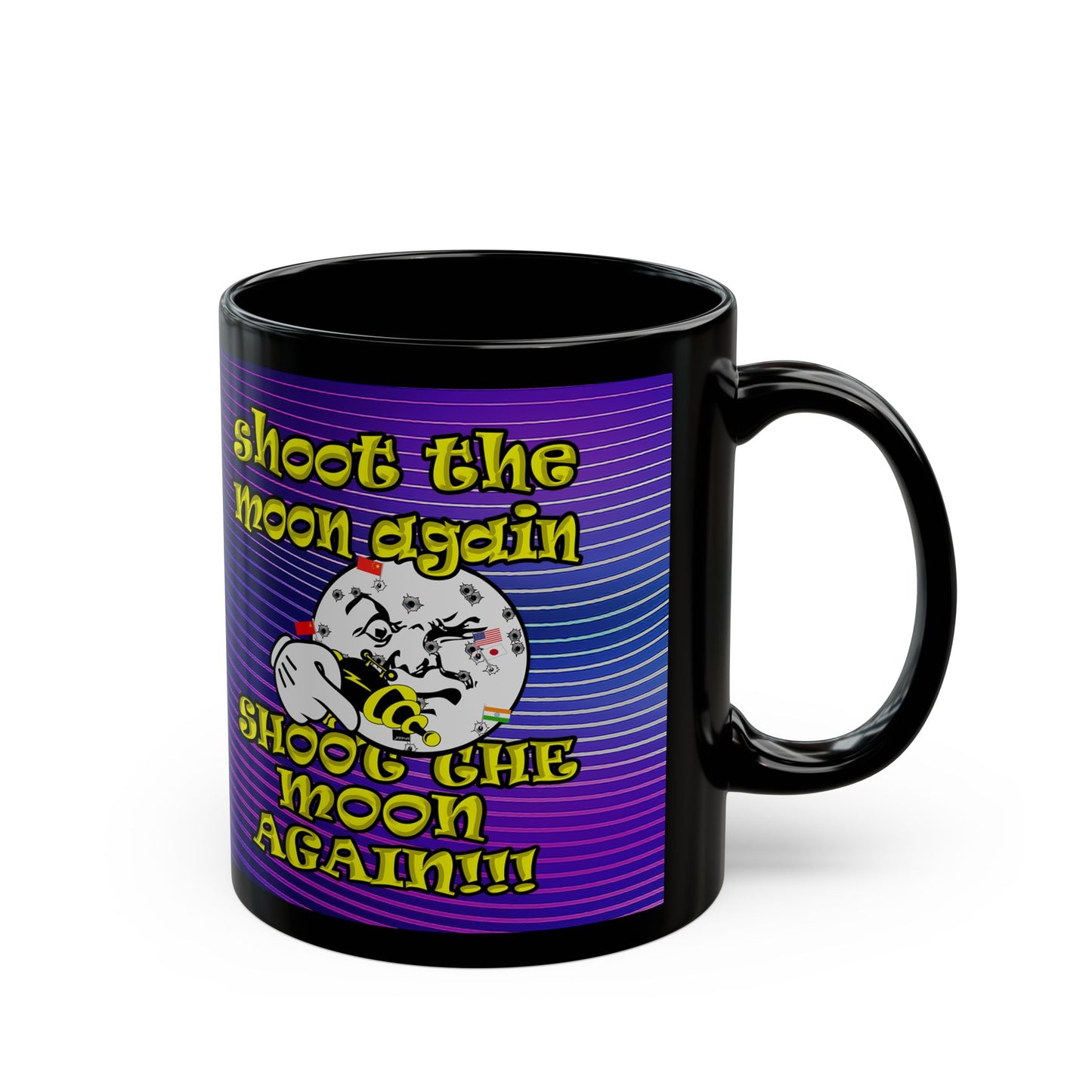 shoot the moon again - Black Mug (purple wave)