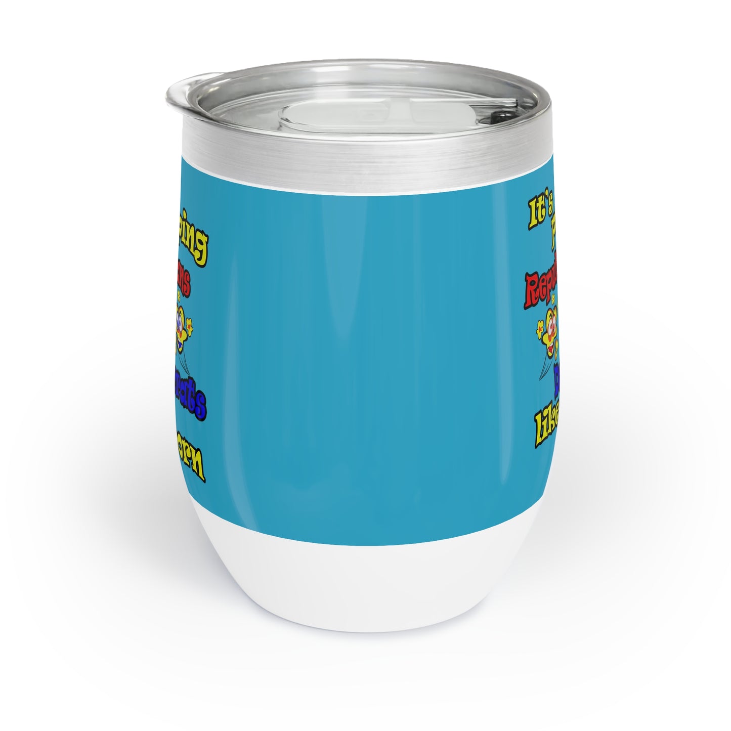 popping like popcorn - Chill Wine Tumbler (turquoise)