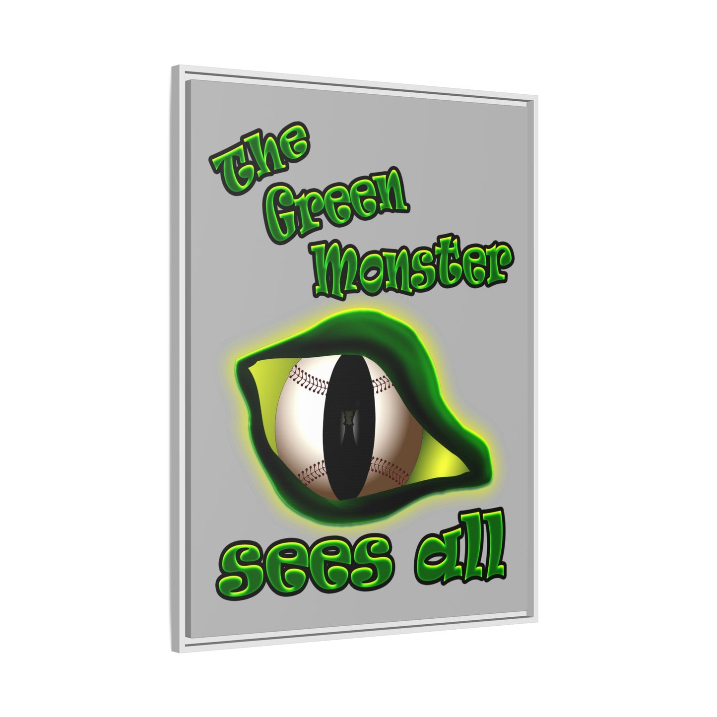 green monster - framed canvas art (light grey)