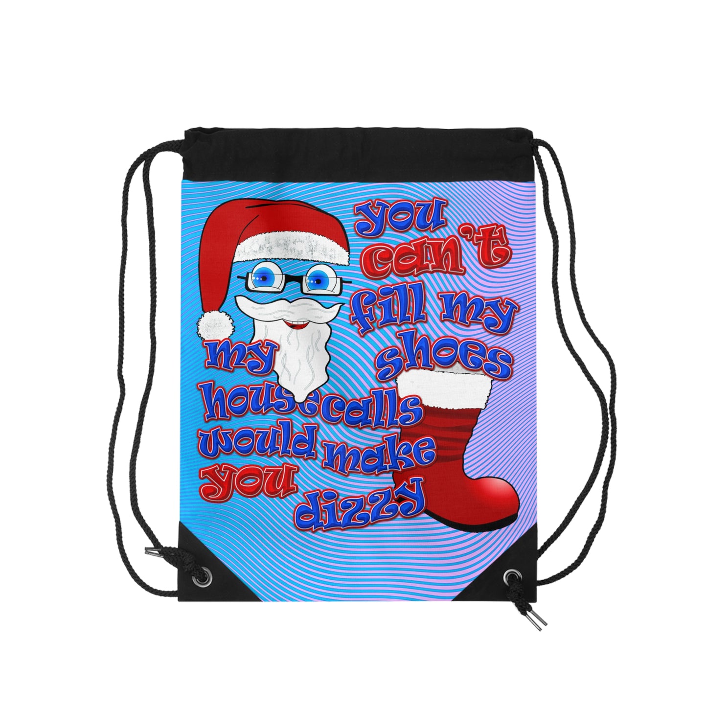 santa's shoes - Drawstring Bag (light blue-purple wave)