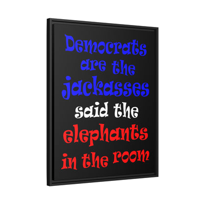 donkeys and elephants - framed canvas art (black)