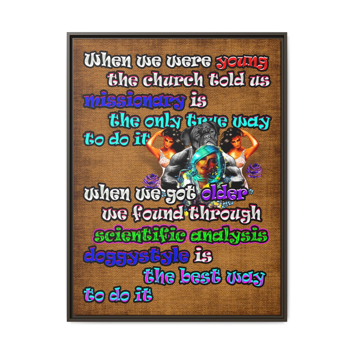 doggystyle - framed canvas art (brown papyrus)