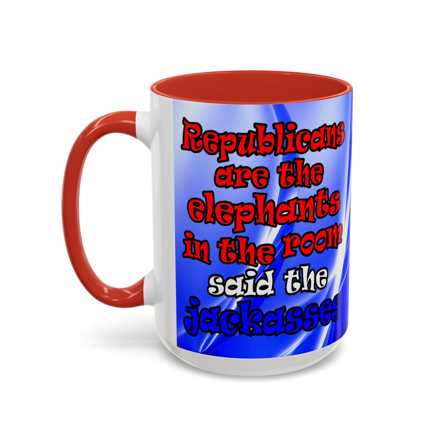 donkeys and elephants - Accent Mug (blue-white wave)