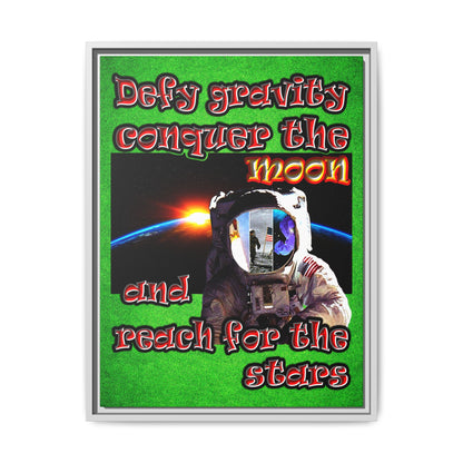 defy conquer reach - framed canvas art (green turf)