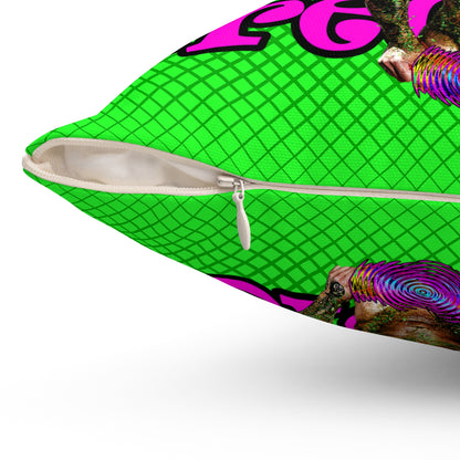 hoes b4 bros - Spun Polyester Square Pillow - (logo green)
