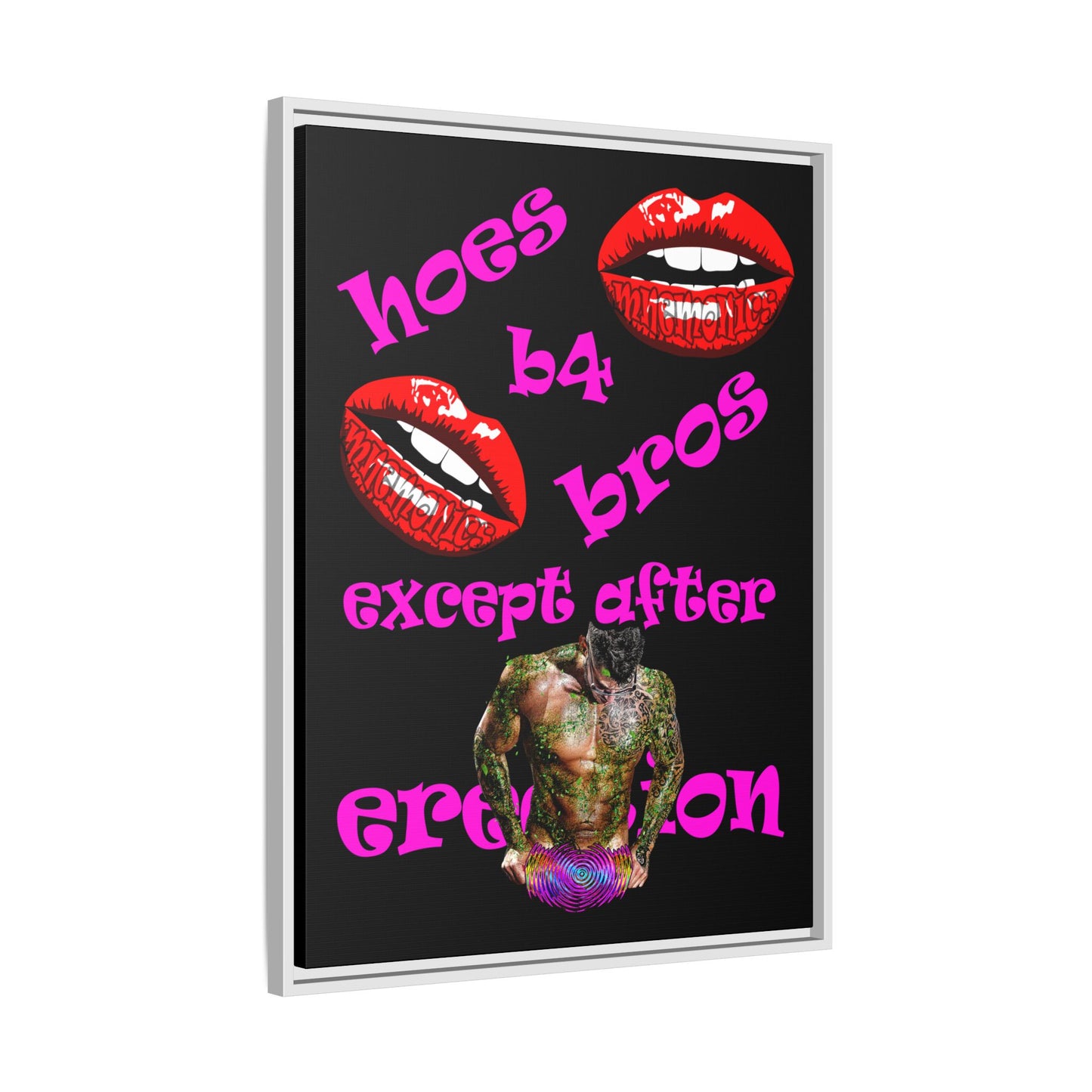 hoes b4 bros - framed canvas art (black)