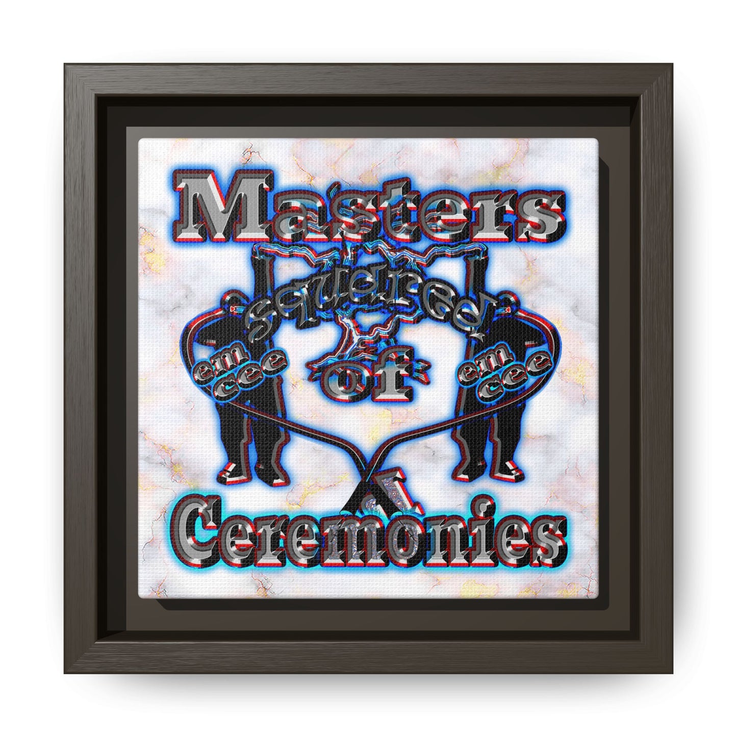 em cee squared - framed canvas art (white marble)