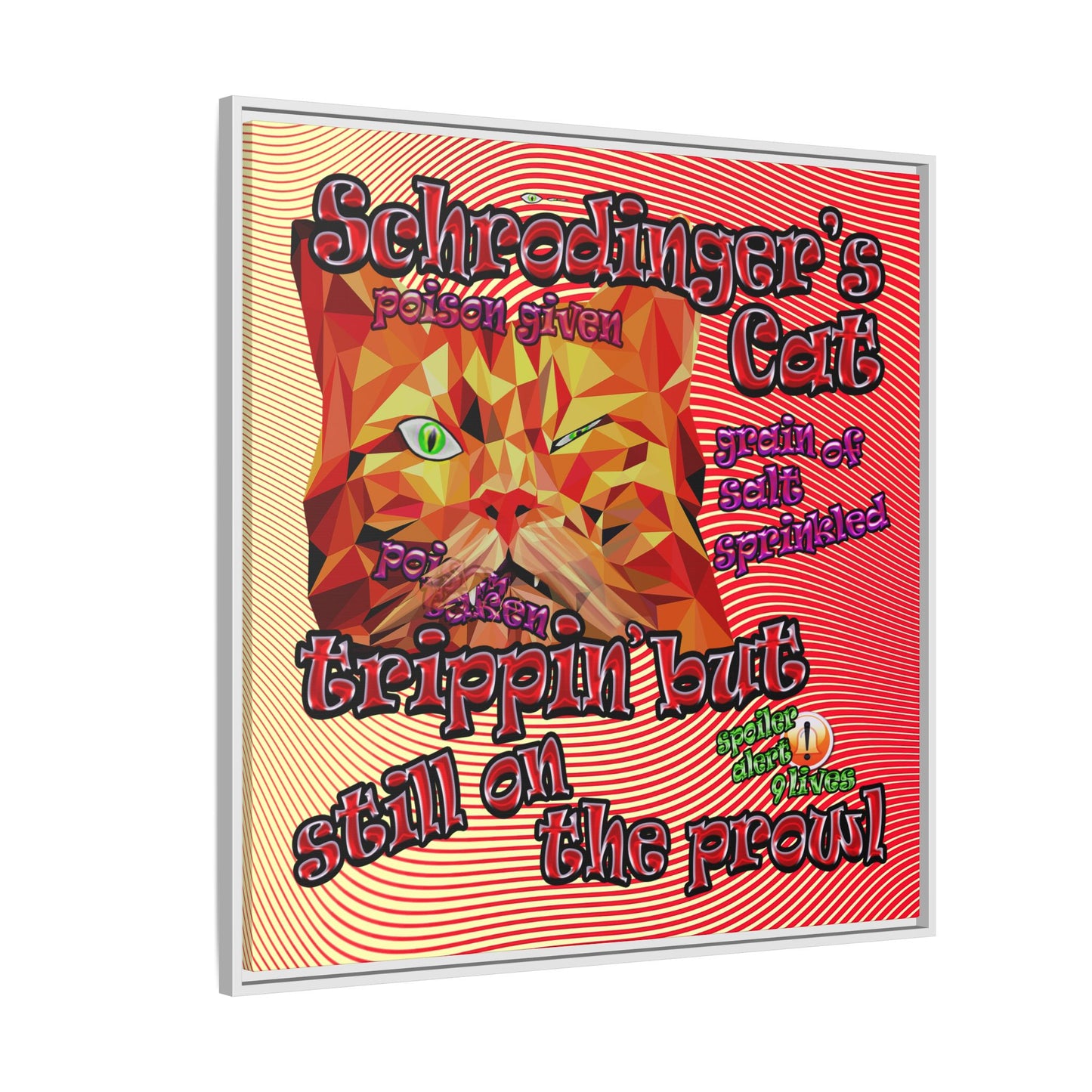 schrodinger's cat - framed canvas art (yellow-orange wave)