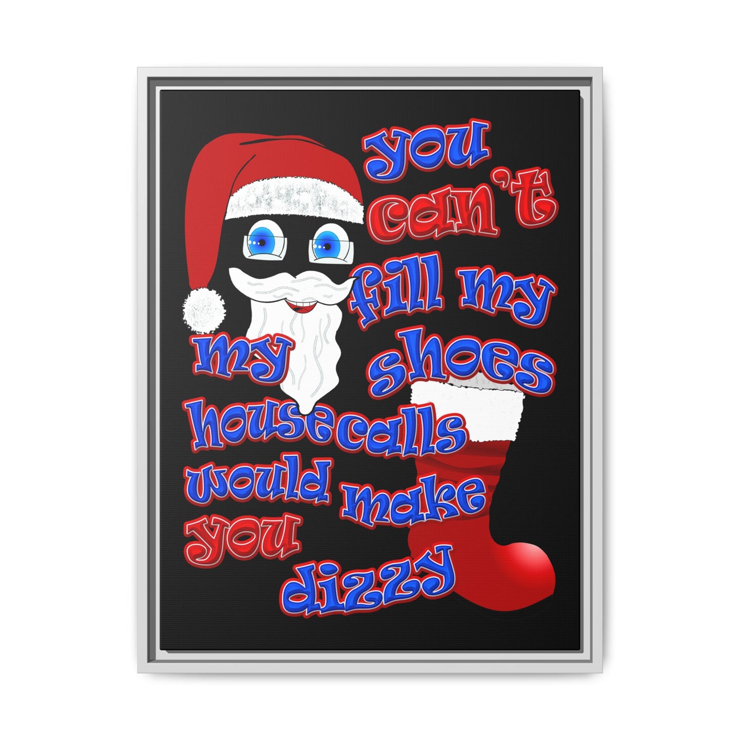 santa's shoes - framed canvas art (black)