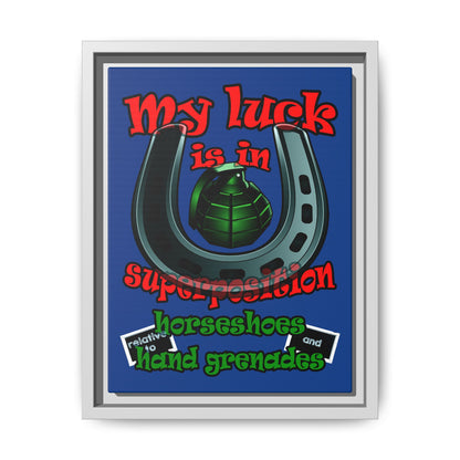 my luck - framed canvas art (dark blue)
