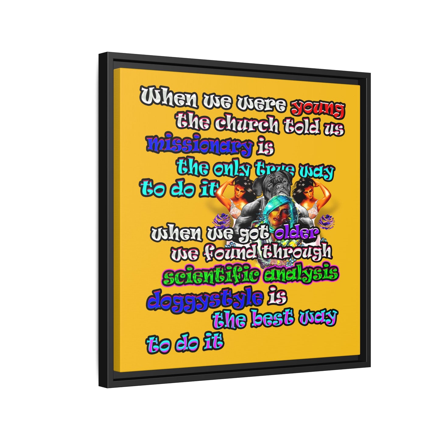 doggystyle - framed canvas art (yellow)