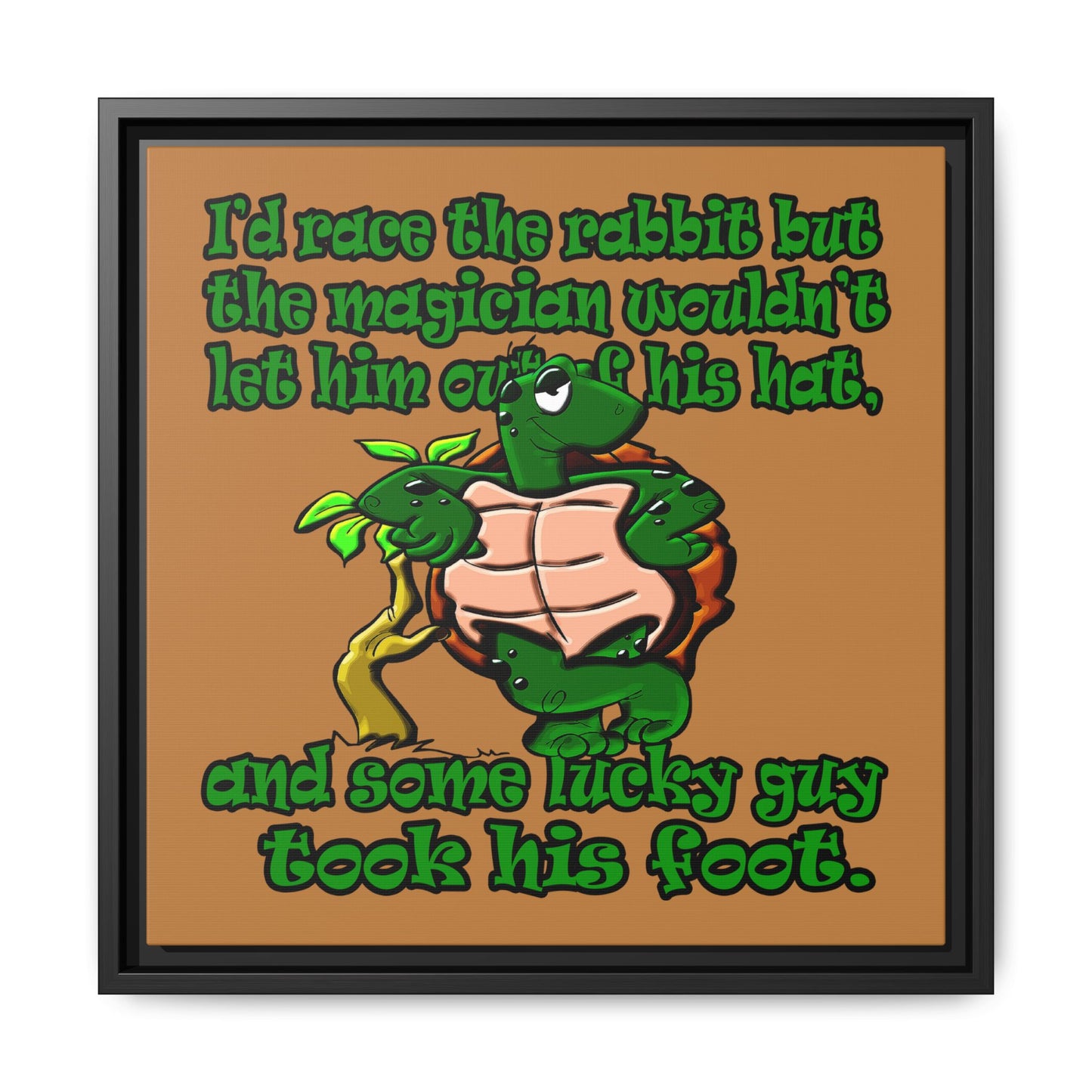 turtle race - framed canvas art (light brown)