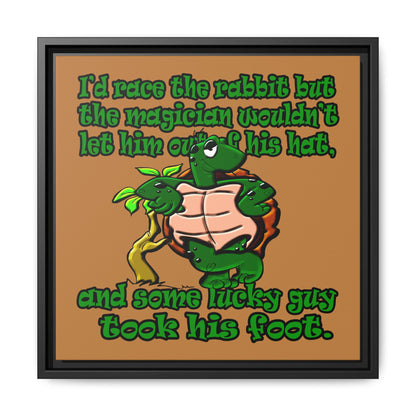 turtle race - framed canvas art (light brown)