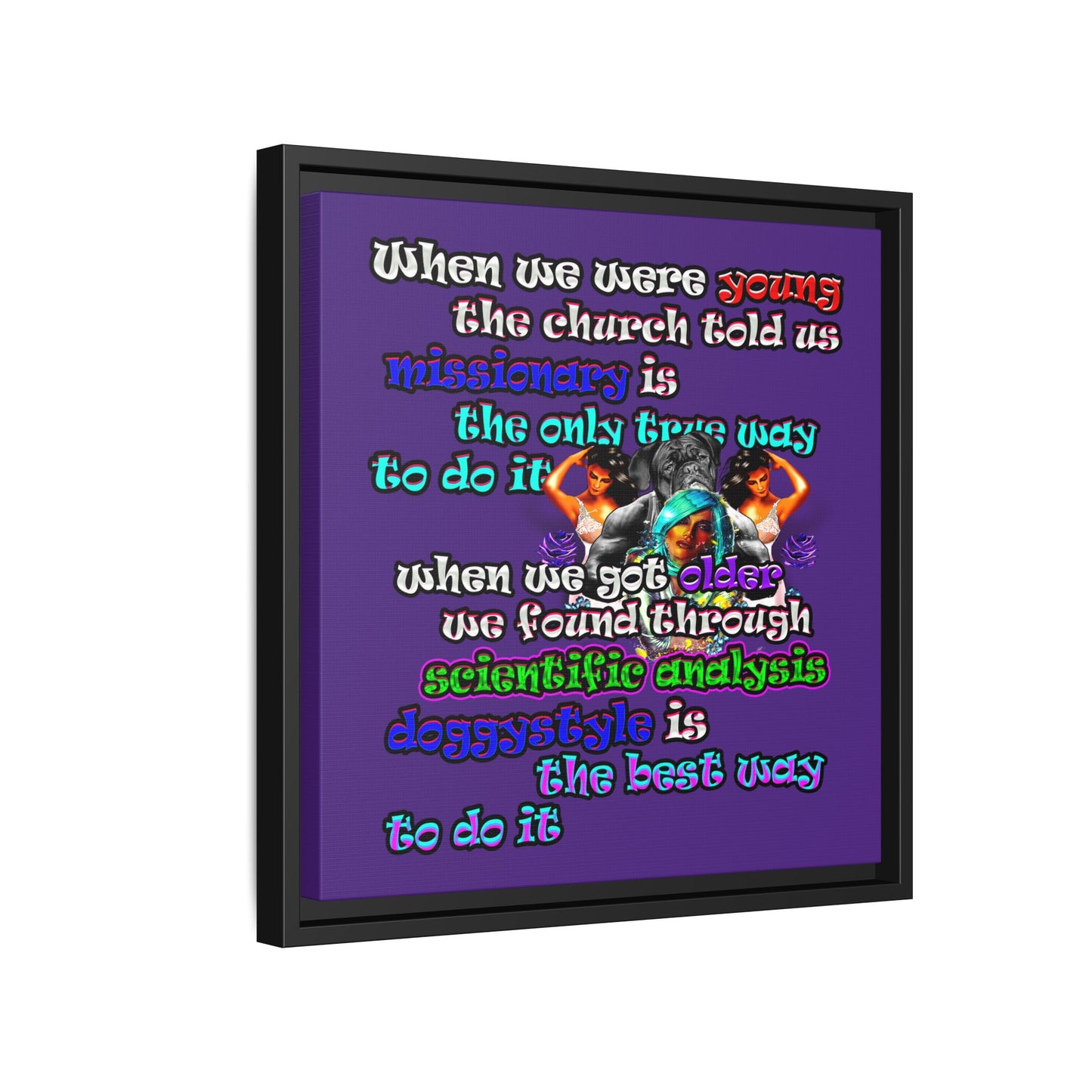 doggystyle - framed canvas art (purple)