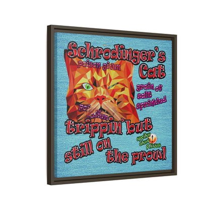 schrodinger's cat - framed canvas art (faded blue)