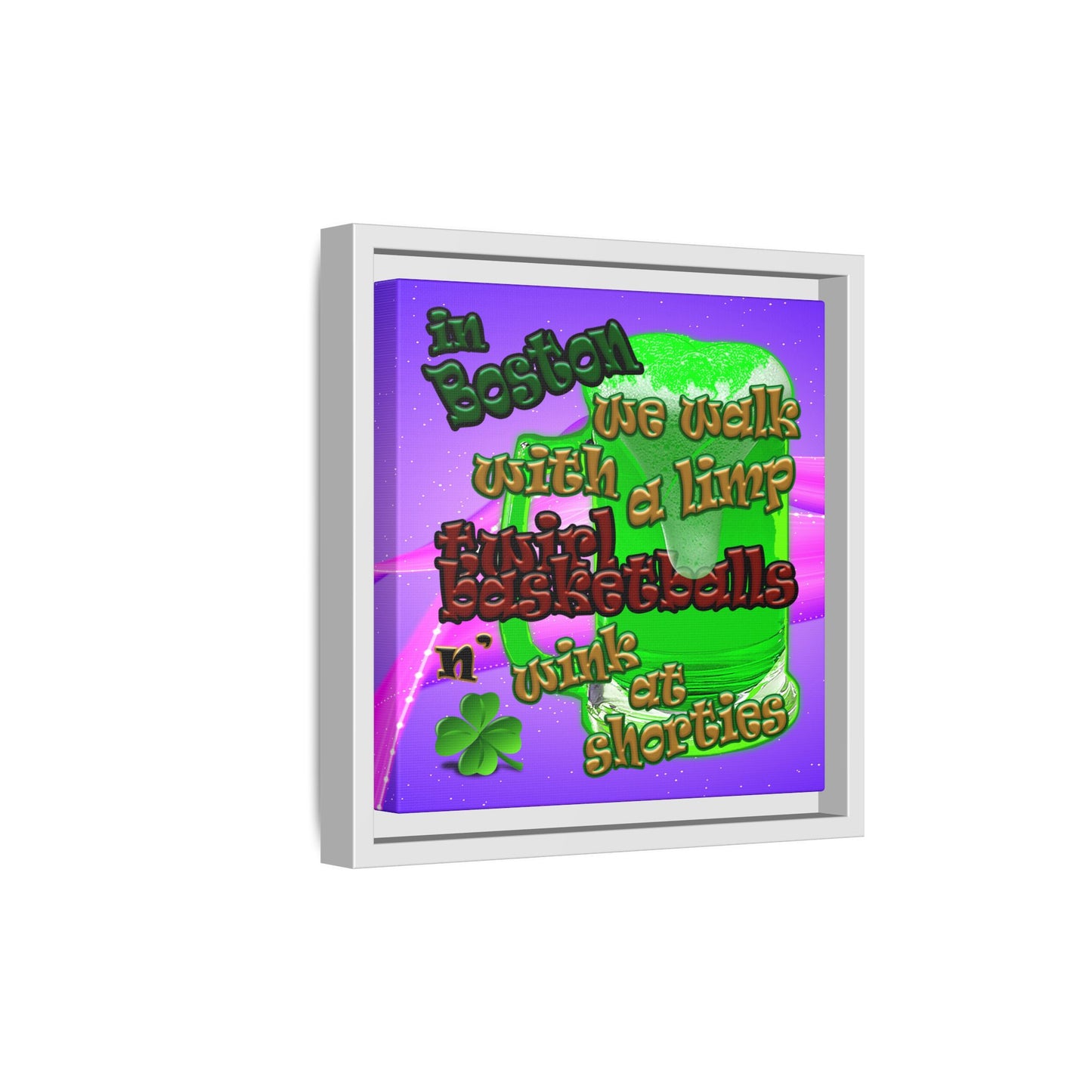 celtics logo - framed canvas art (purple-pink wave)