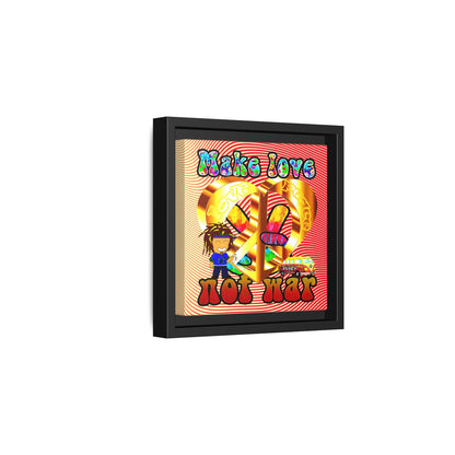 love peace - framed canvas art (yellow-orange wave)
