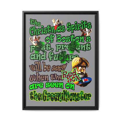 christmas spirits of boston - framed canvas art (grey)