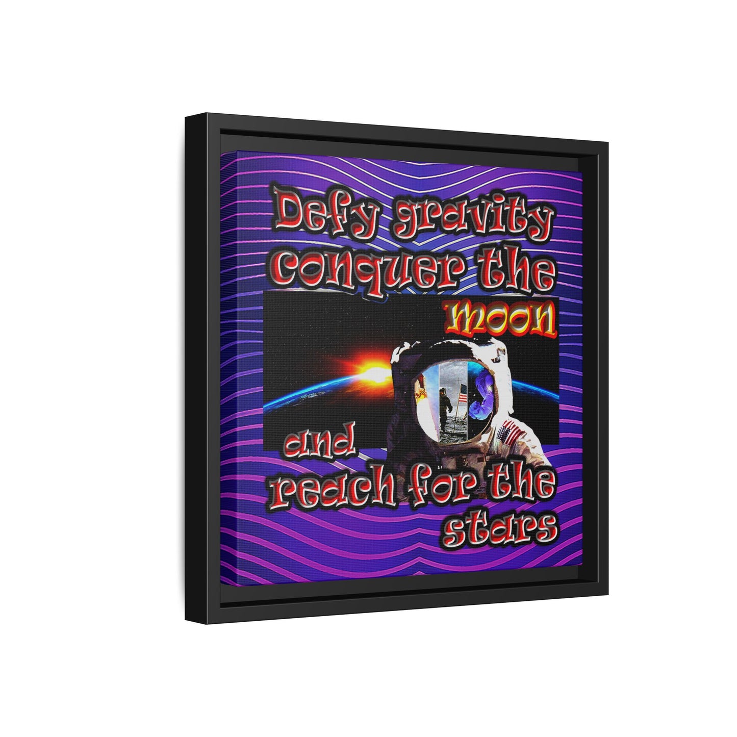 defy conquer reach - framed canvas art (purple wave)