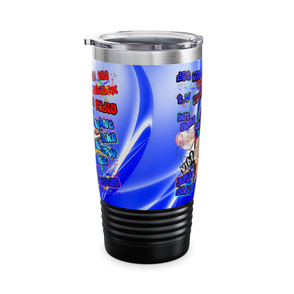 drop the beat - Ringneck Tumbler, 20oz  (blue-white wave)