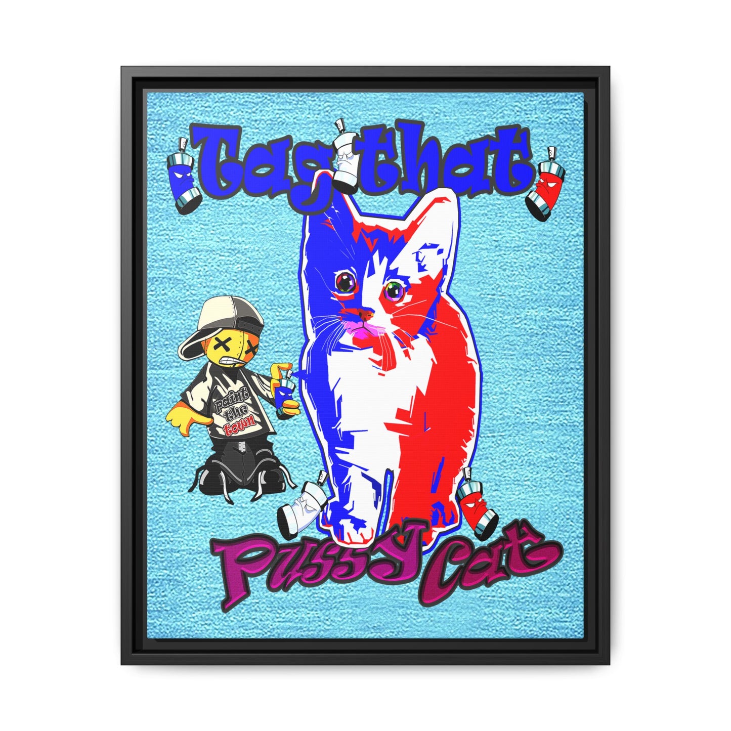 tag that - framed canvas art (faded blue)