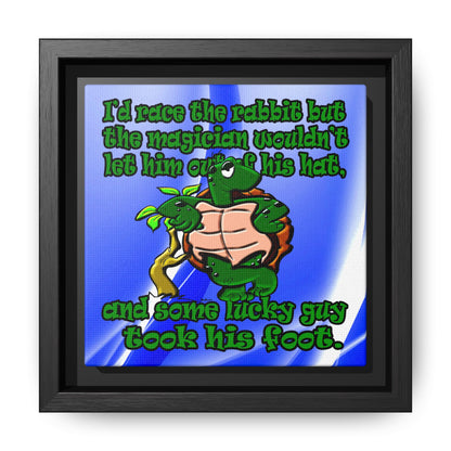 turtle race - framed canvas art (blue-white wave)