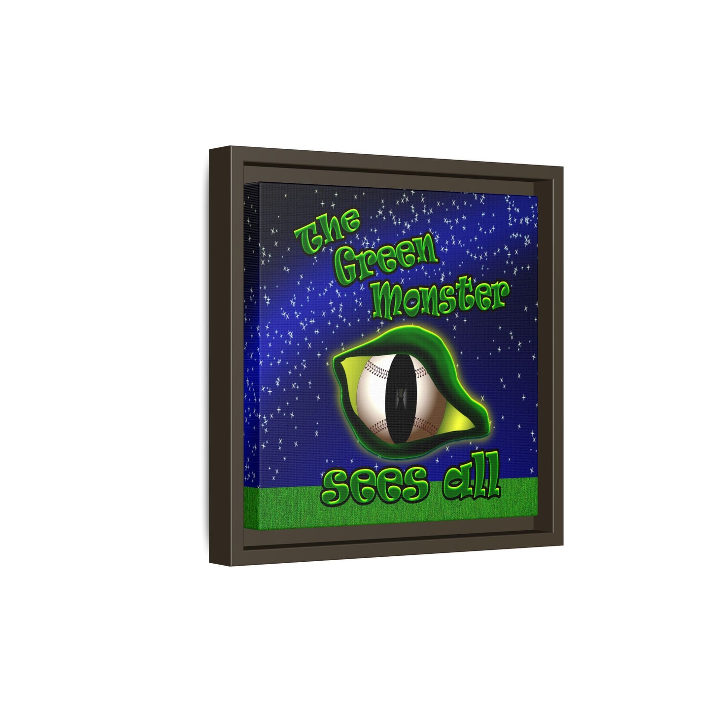 green monster - framed canvas art ('snoops' background)