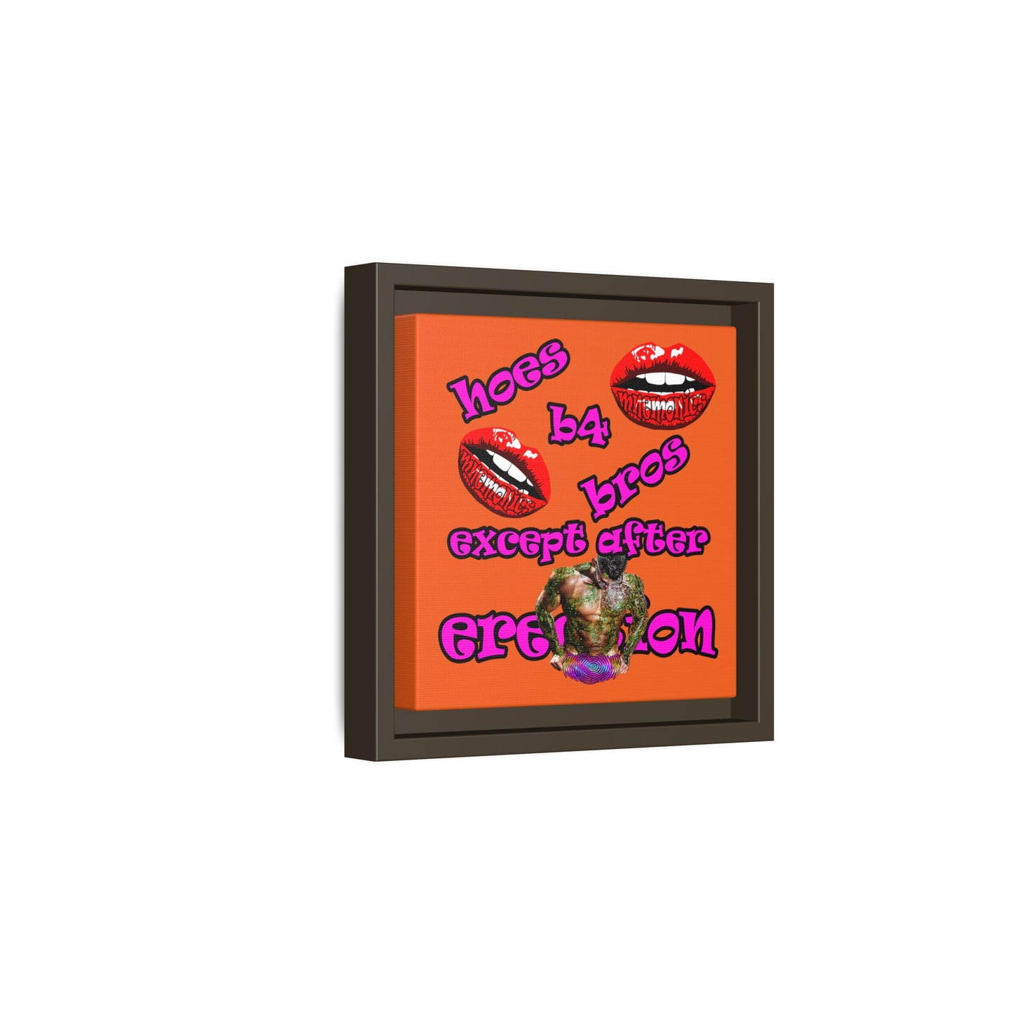 hoes b4 bros - framed canvas art (orange)
