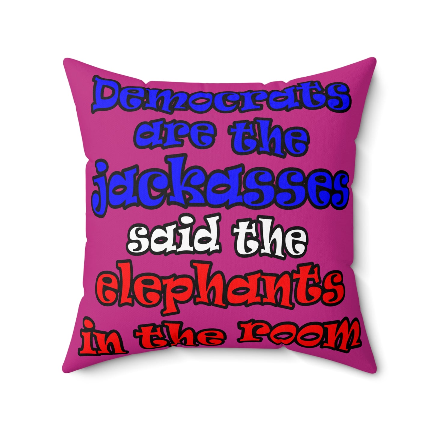 donkeys and elephants - Spun Polyester Square Pillow - (pink)