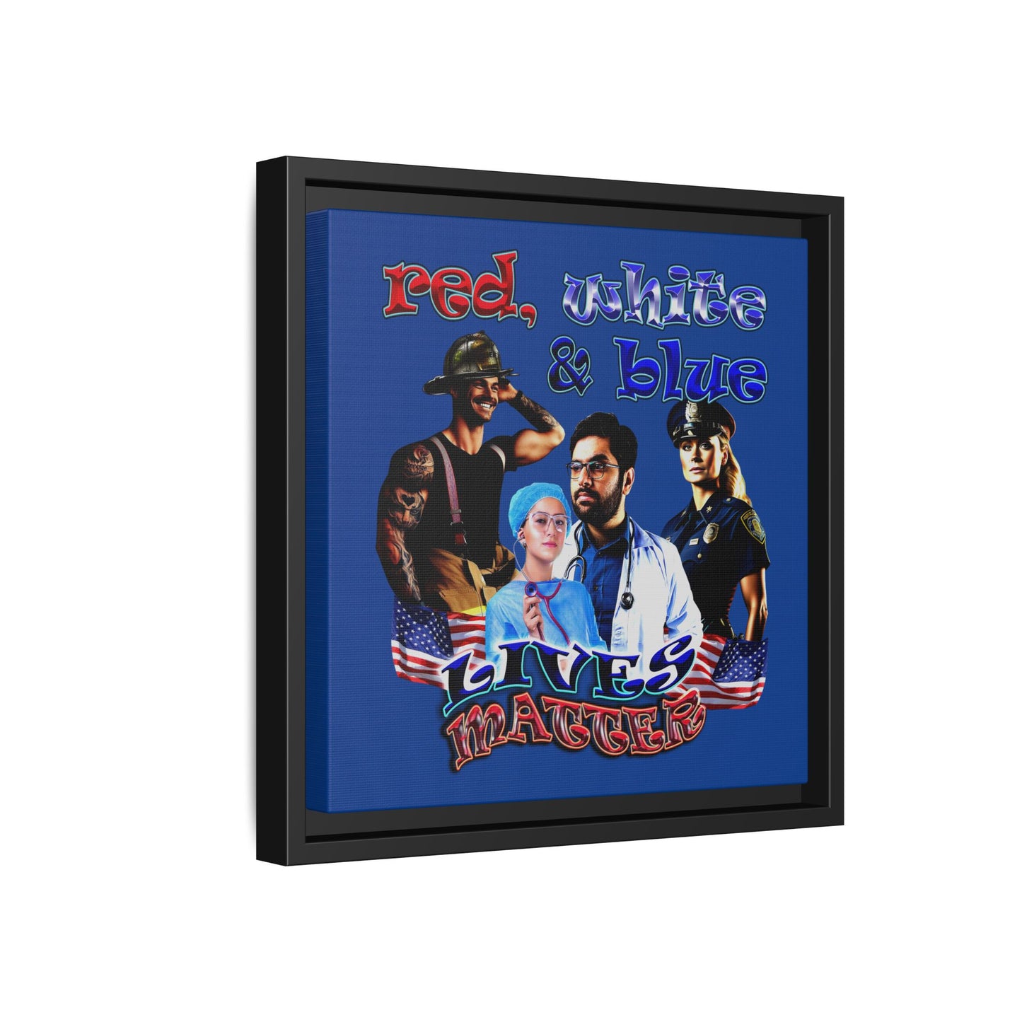 rw&b lives matter - framed canvas art (dark blue)