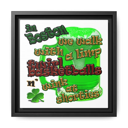 celtics logo - framed canvas art (white)