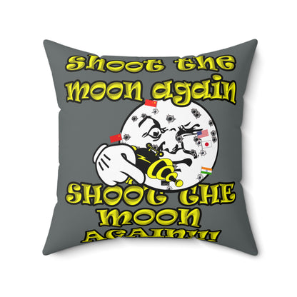 shoot the moon again - Spun Polyester Square Pillow - (dark grey)