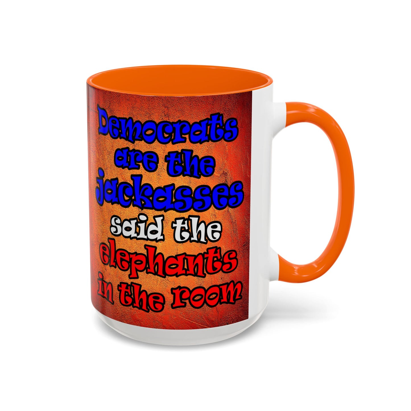 donkeys and elephants - Accent Mug (burnt orange)