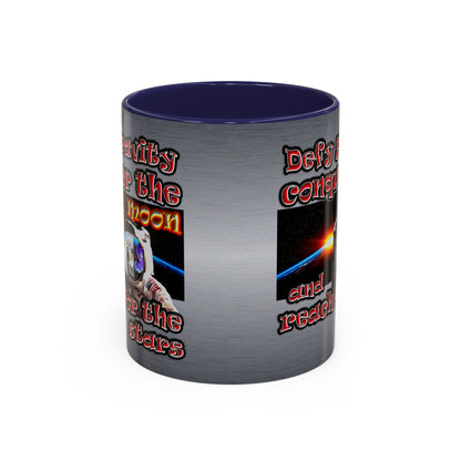 defy conquer reach - Accent Mug (brushed nickel)